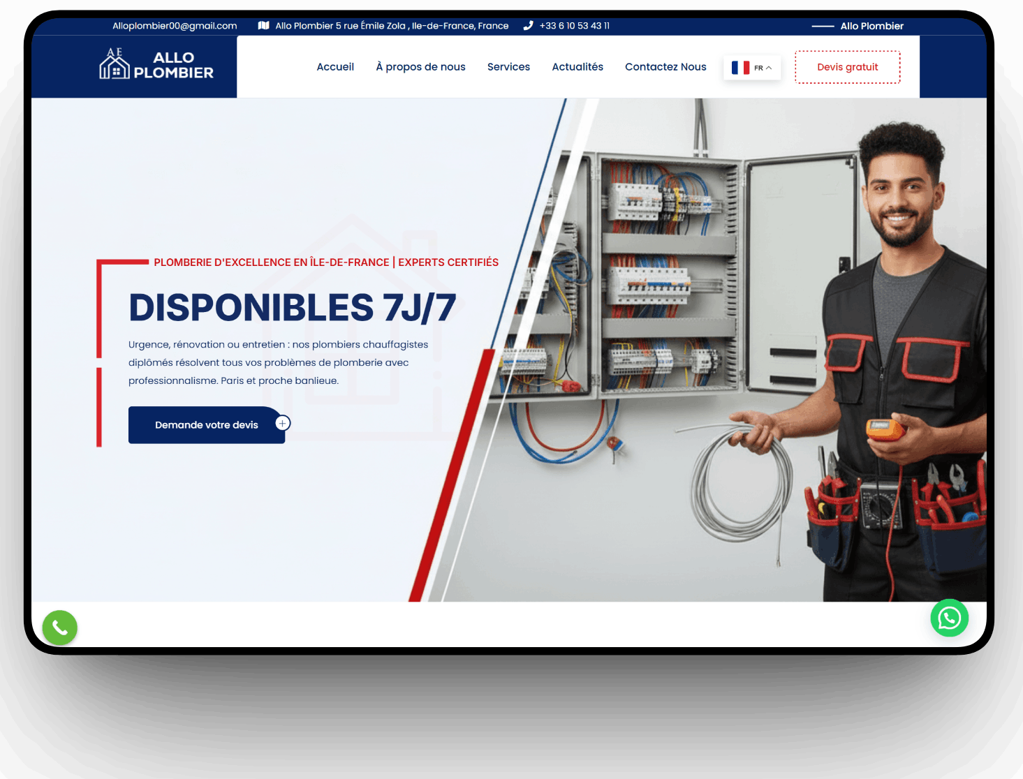 Site Web Plombier Paris — Réalisation AlloPlombier.org | CentralWeb