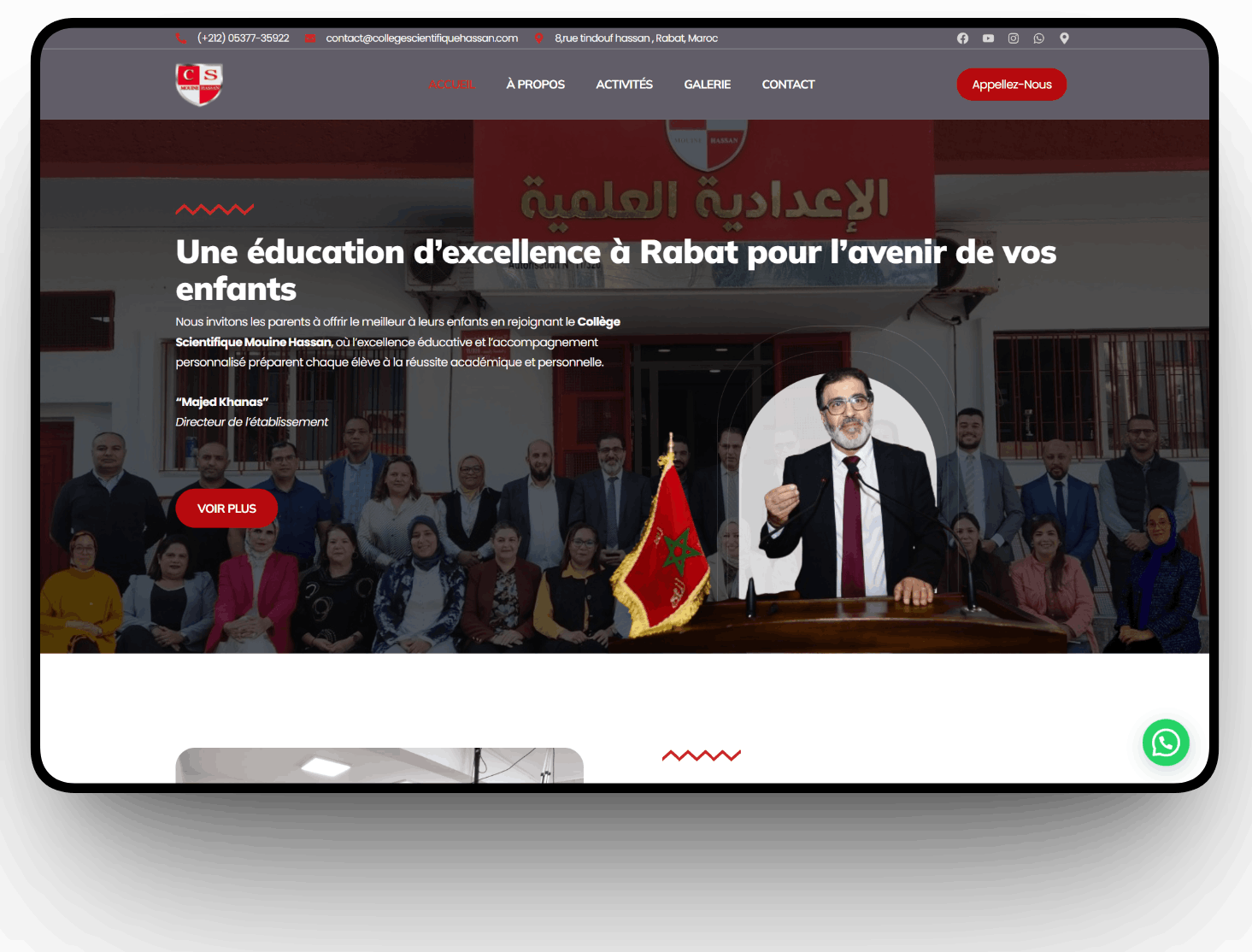Site Web Collège Scientifique Rabat — Réalisation Collège Hassan | CentralWeb