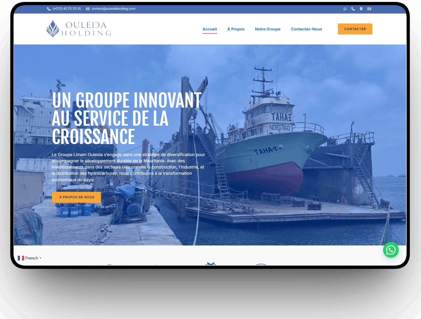 Site Web Groupe Holding Mauritanie — Réalisation Ouleida Holding | CentralWeb