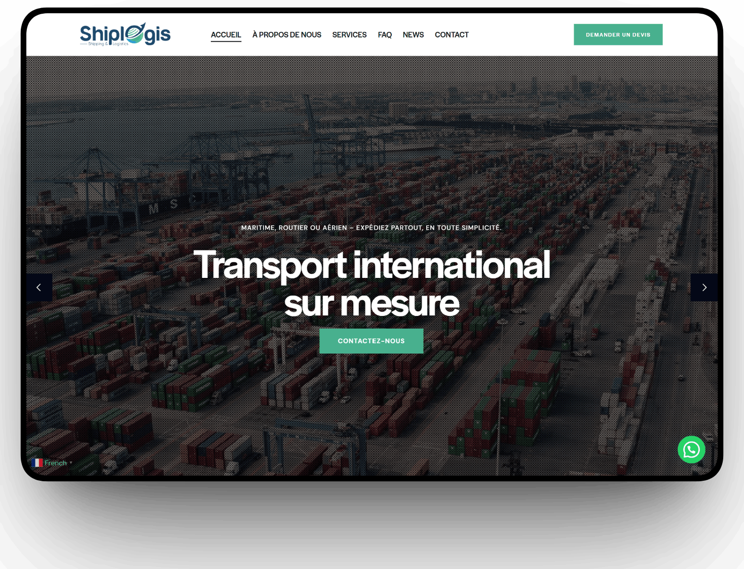 Site Web Transport International & Logistique Paris — Réalisation Shiplogis | CentralWeb