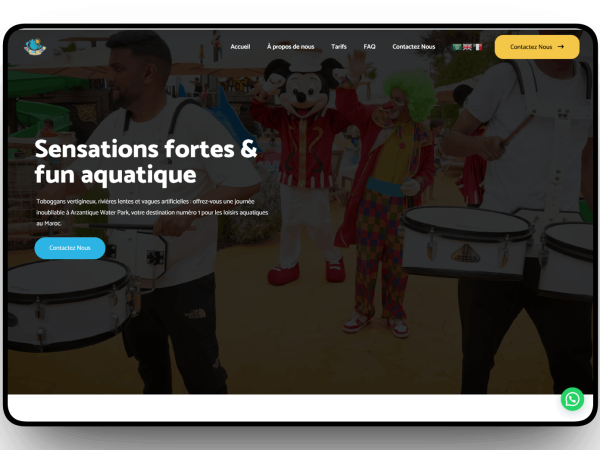 Site Web Parc Aquatique Rabat — Réalisation Arzantique Water Park | CentralWeb