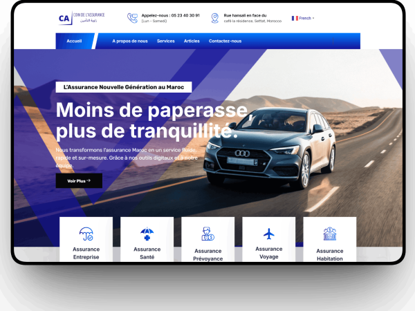 Site Web Agence Assurance Maroc — Réalisation Coin de l'Assurance | CentralWeb