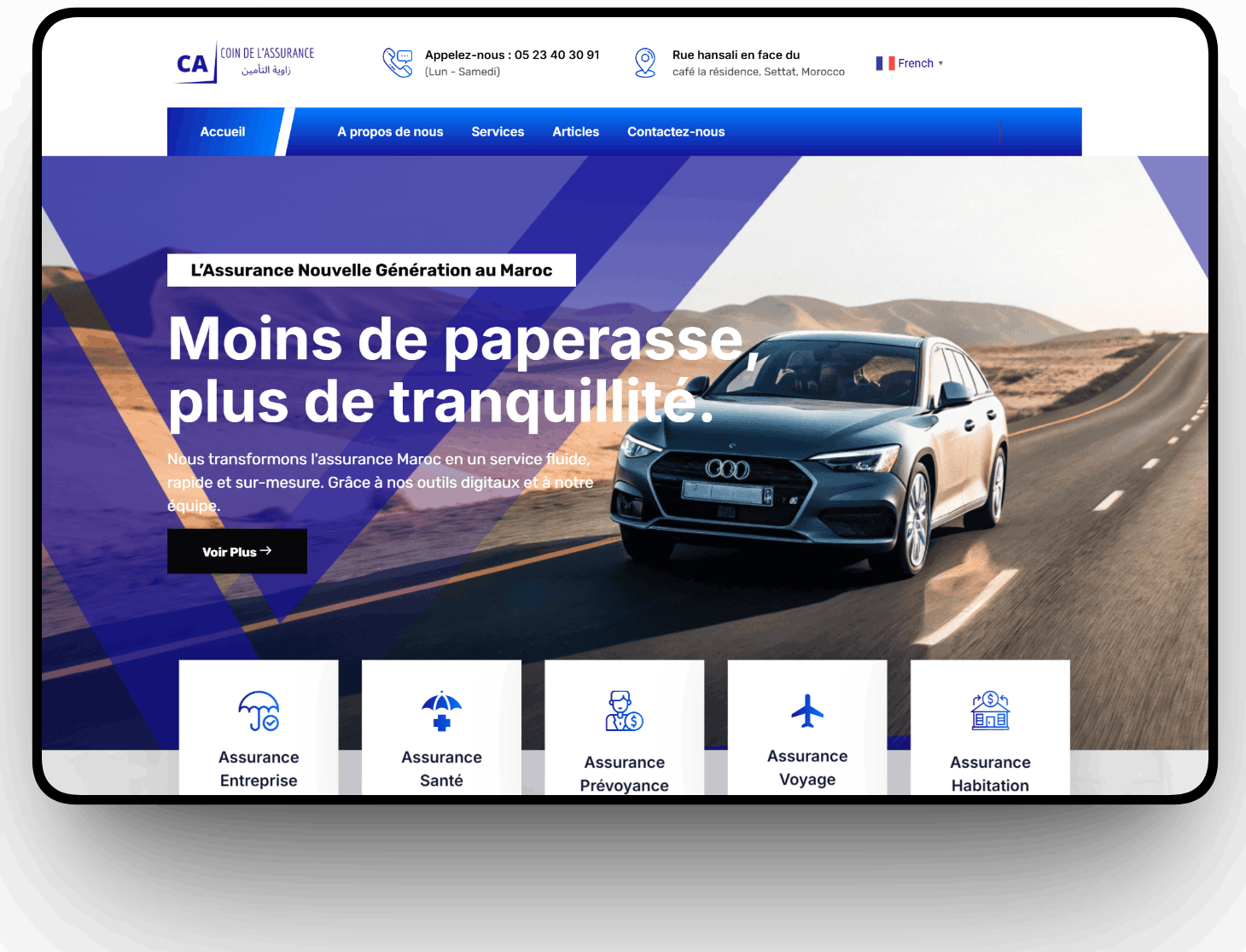 Site Web Agence Assurance Maroc — Réalisation Coin de l’Assurance | CentralWeb