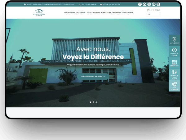 Site Web Clinique Ophtalmologie Rabat — Réalisation La Pinède | CentralWeb